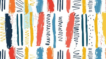 Doodle folk abstract geometric pattern based on textured organic vertical lines and stripes. Marks and scribbles. Perfect for home decor.