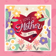 hand drawn mothers day lettering design vector illustration