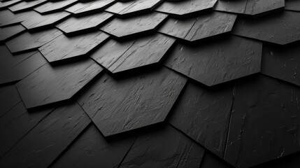 Black Abstract Monochrome Wallpaper with Neat Symmetrical Pattern - obrazy, fototapety, plakaty