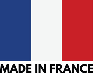 Naklejka premium Made in France with French flag isolated on white background . Made in France label . Vector illustration