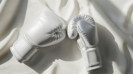 White Boxing Gloves on White Background - obrazy, fototapety, plakaty