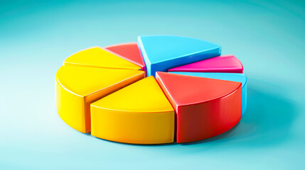 Obraz premium Colorful Pie Chart on Blue Background.