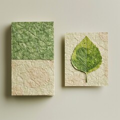 Eco-friendly business card design recycled paper texture with green accents