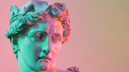 Statue Face with Pastel Color Transition