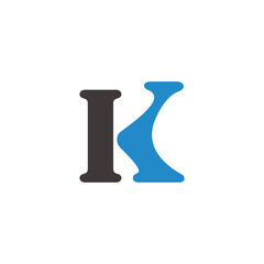 letter k abstract blue river symbol logo vector