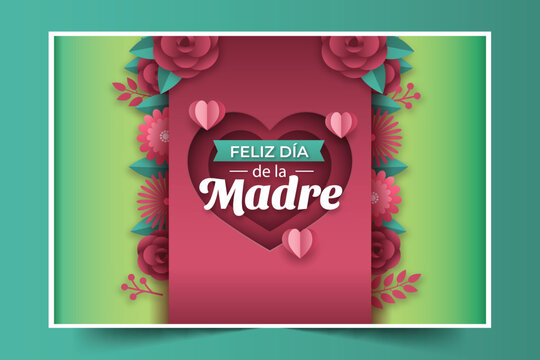 paper style mothers day floral background spanish design vector illustration