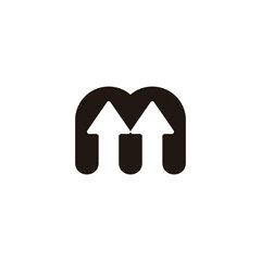 letter m up arrow success symbol simple logo vector