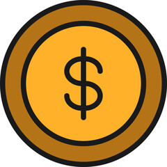 Obraz premium Coin Outline Color Icon