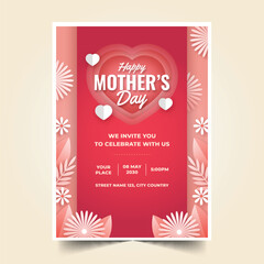 paper style mothers day greeting card template design vector illustration