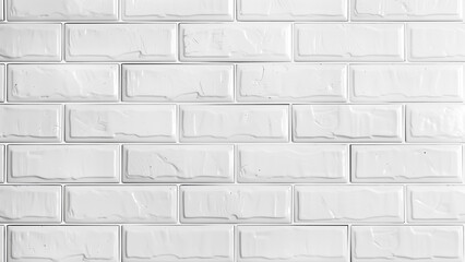 Fototapeta premium White Brick Subway Tiles: Panoramic Wall Texture
