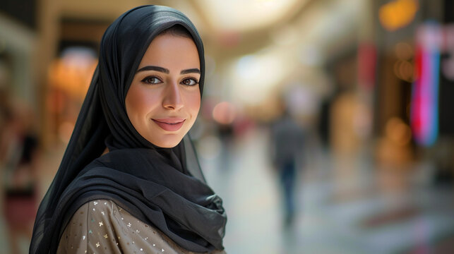 A beautiful young hijabi woman, wearing modest and a scarf