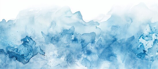 An art piece capturing the beauty of azure cumulus clouds in electric blue paint on a white...