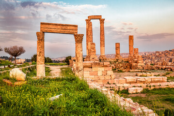 Amman, ruins of Citadel and Temple of Hercules. Jordan