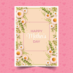 realistic mothers day greeting card template with flowers design vector illustration