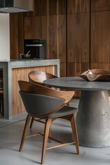 Concrete and wood materials kitchen interior