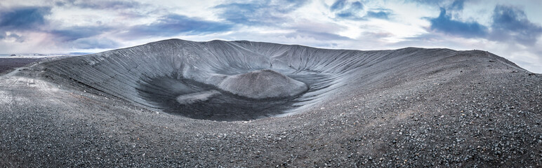Panorama of Hverfjall crater in Iceland
