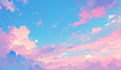 Fototapeta na wymiar A pink and blue sky with clouds