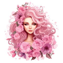 Pinky Floral Woman Clipart 
