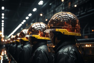 a group of people in protective helmets at the enterprise