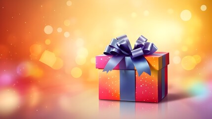 a colorful gift box with a yellow bow on it