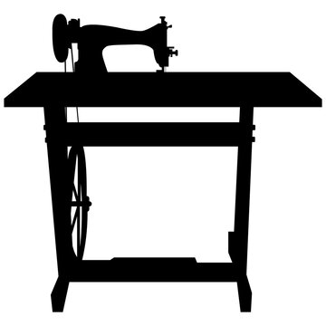 recommend clip art: black sewing machine Sewing table on white background