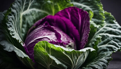 Obraz premium red cabbage on a bed of leaves