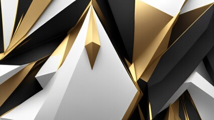 3D Abstract colorful White, Black and gold wallpaper with sharp edges