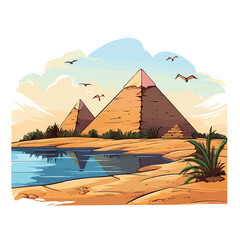 Pyramids Landscape clipart isolated on white background