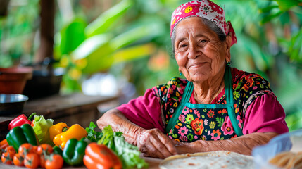 Mexican abuela cooking delicious homemade tacos