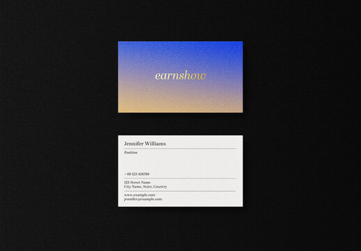Gradient Gold Foil Business Card Logo Effect Mockup Template