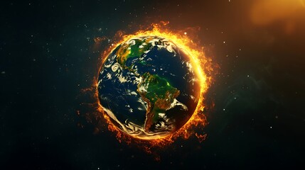 Burning Planet Earth represents climate change