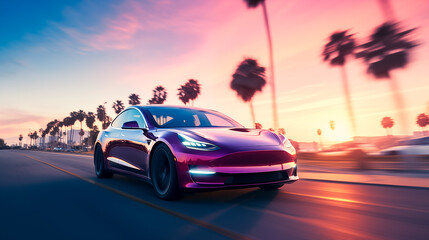 Modern electric car on road, interior, digital technology background, realistic, cinematic, 8k, movie, very detailed	