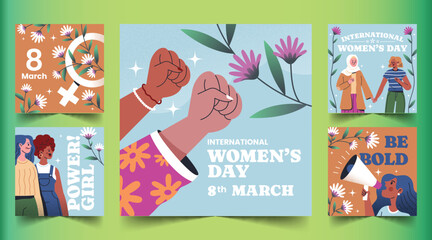 flat international women s day banners collection design vector illustration
