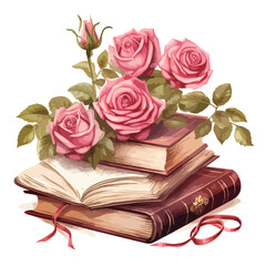 Rose Books Clipart clipart isolated on white background