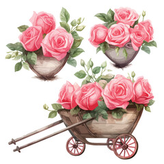 Rose Wheelbarrows Clipart clipart isolated on white background