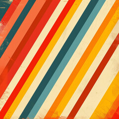 Retro stripes, graphic and illustration for vintage poster or design. Background, artwork and banner with colour and grunge effects. Wallpaper, mockup and backdrop for creativity and trendy pop cultu