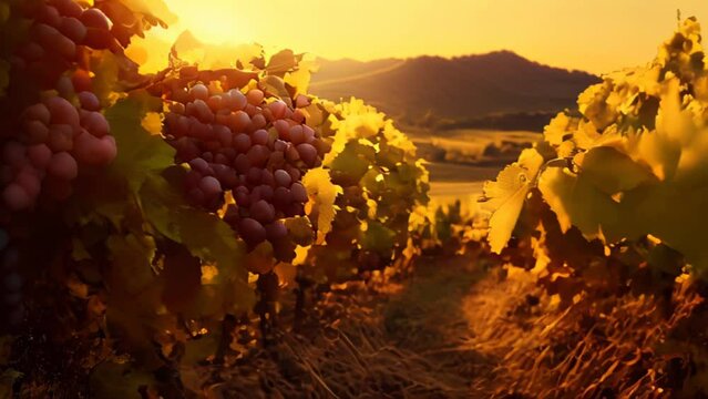 Beautiful landscape with vineyard and grapes