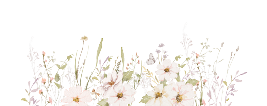 Watercolor Wildflowers border - illustration with delicate flowers, for wedding stationary, greetings, wallpapers, fashion, backgrounds, textures, DIY, wrappers, cards.