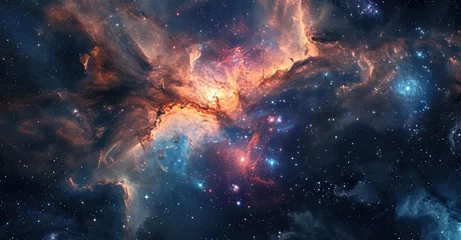 Zelfklevend Fotobehang colourful nebula galaxy star universe abstract. © Eyepain