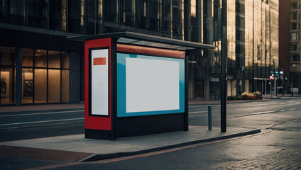 An empty street advertising bus stop mockup