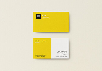 Yellow Pressed Debossed Business Card Logo Effect Mockup Template