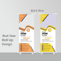 Creative modern real state roll-up poster template & design.