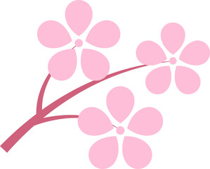 Pink Japanese cherry blossoms vector icon. Spring Flowers, plants, spring, cute, etc.