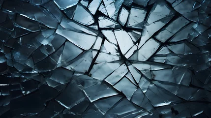 Foto op Plexiglas Glas in lood texture verre brisé gris, généré par IA