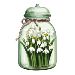 Snowdrops in Jar Clipart  isolated on white background