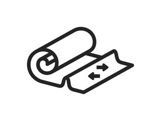 Roll fabric linear graphic icon. Fabric property: fabric wrinkle, folds and wrinkles in the fabric graphic design