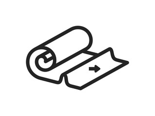 Roll fabric linear graphic icon. Fabric property: fabric wrinkle, folds and wrinkles in the fabric graphic design