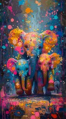 Cartoon elephants parading, a splash of color and childhood nostalgia