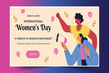flat international women s day horizontal banner template design vector illustration