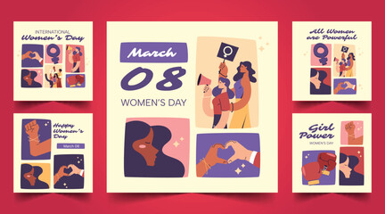flat international women s day banners collection design vector illustration